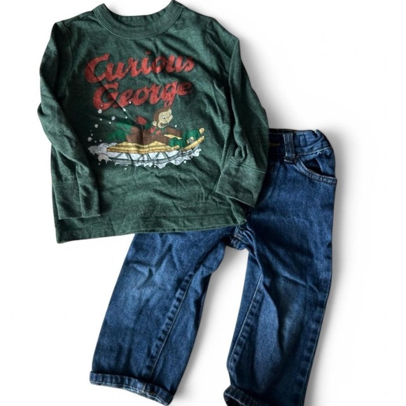 2T outfit, including a pair of jeans that are like new and a long sleeve - Picture 1 of 8
